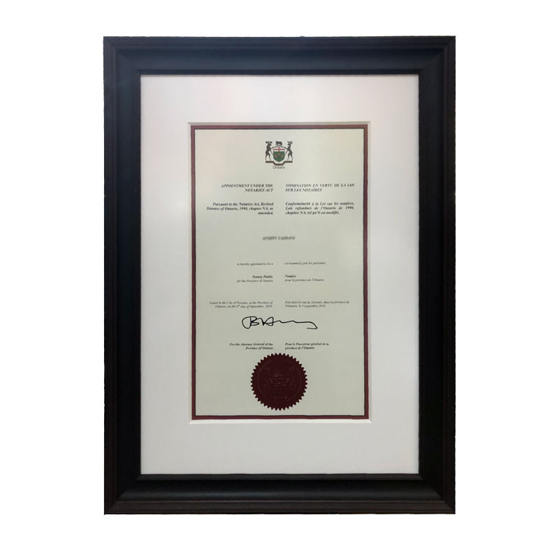Conservation Certificate framing 